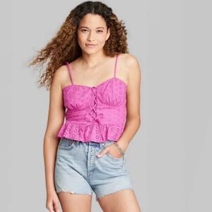 Wild Fable Strappy Lace-Up Peplum Tank Top
